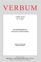 Couverture du livre « Verbum, n 2/2021. les peripheriques : syntaxe et semantique » de Berrendonner Alain aux éditions Pu De Nancy