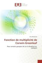 Couverture du livre « Fonction de multiplicite de corwin-greenleaf » de Messaoud Anis aux éditions Editions Universitaires Europeennes