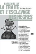 Couverture du livre « Réflexions sur la traite et l'esclavage des nègres » de Ottobah Cugoano aux éditions Zones