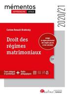Couverture du livre « Droit des régimes matrimoniaux (édition 2020/2021) » de Corinne Renault-Brahinsky aux éditions Gualino