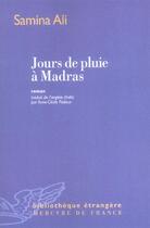 Couverture du livre « Jours de pluie a madras » de Samina Ali aux éditions Mercure De France