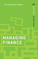 Couverture du livre « Managing Finance » de Cmi aux éditions Profile Digital