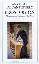 Couverture du livre « Proslogion » de Cantorbery A D. aux éditions Flammarion