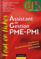 Couverture du livre « Assistant de gestion PME-PMI ; BTS 1ère et 2ème année ; en 110 fiches (9e édition) » de  aux éditions Dunod