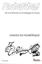 Couverture du livre « Usages du numerique - recherches, n 69-decembre 2018 » de  aux éditions Pu Du Septentrion