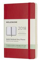 Couverture du livre « Agenda 2018 semainier poche souple rouge » de  aux éditions Moleskine