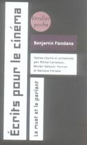 Couverture du livre « Ecrits pour le cinema » de Benjamin Fondane aux éditions Verdier