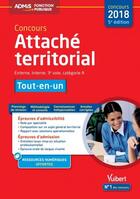 Couverture du livre « Concours attaché territorial ; externe, interne, 3e voie, catégorie A ; tout-en-un (concours 2018) » de Olivier Bellego aux éditions Vuibert