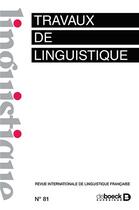 Couverture du livre « Travaux de linguistique 2020/2 - 81 - varia » de  aux éditions De Boeck Superieur