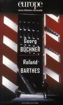 Couverture du livre « Georg Büchner ; Roland Barthes » de  aux éditions Revue Europe
