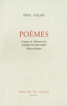 Couverture du livre « Poemes » de Celan/Du Bouchet aux éditions Mercure De France