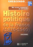 Couverture du livre « L'Histoire Politique De La France 1870-1940 » de Sylvain Venayre aux éditions Hachette Education