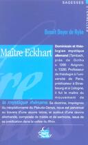 Couverture du livre « Maitre eckhart » de Benoit Beyer De Ryke aux éditions Medicis Entrelacs