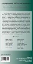 Couverture du livre « Développement durable des territoires ; économie sociale, environnement et innovations » de Hassan Zaoual aux éditions L'harmattan