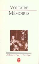 Couverture du livre « Memoires » de Voltaire aux éditions Le Livre De Poche