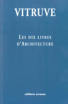 Couverture du livre « Dix livres d'architecture (nouvelle edition) (les) » de Vitruve aux éditions Errance