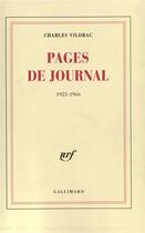 Couverture du livre « Pages de journal : (1922-1966) » de Charles Vildrac aux éditions Gallimard