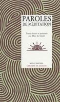 Couverture du livre « Paroles de méditation » de Marc De Smedt aux éditions Albin Michel