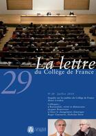 Couverture du livre « LA LETTRE DU COLLEGE DE FRANCE T.29 ; juillet 2010 » de  aux éditions College De France