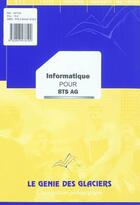 Couverture du livre « Informatique ; BTS assistant de gestion ; pochette de l'élève » de Brigitte Cleenewerck-Bru aux éditions Genie Des Glaciers