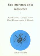 Couverture du livre « Une litterature de la conscience » de  aux éditions La Part Commune