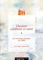 Couverture du livre « Les revenus sociaux en 2003 » de Ministere De L'Emploi Et De La Solidarite aux éditions Documentation Francaise