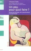 Couverture du livre « UN PSY, POUR QUOI FAIRE ? » de Vanessa Saab aux éditions J'ai Lu