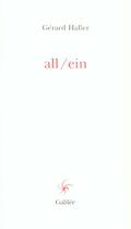 Couverture du livre « All / ein » de Gerard Haller aux éditions Galilee