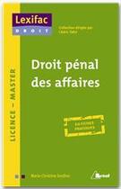 Couverture du livre « Droit pénal des affaires » de Marie-Christine Sordino aux éditions Breal