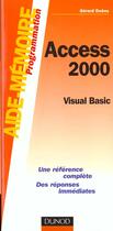 Couverture du livre « Access 2000 ; Visual Basic » de Gerard Doens aux éditions Dunod