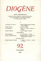 Couverture du livre « Diogene 92 » de Collectifs Gallimard aux éditions Gallimard