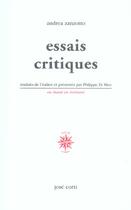 Couverture du livre « Essais critiques » de Andrea Zanzotto aux éditions Corti