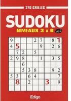 Couverture du livre « Sudoku 270 grilles t.2 ; niveaux 3 à 6 » de Oeuvre Collective aux éditions Edigo