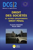 Couverture du livre « Droit des sociétés » de Bauvert et Siret aux éditions Eska