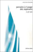 Couverture du livre « Pensees a l'usage des aspirants » de Ram Sri aux éditions Adyar