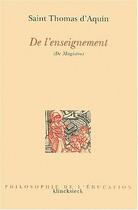 Couverture du livre « De l'enseignement (de magistro) » de Thomas D'Aquin aux éditions Klincksieck