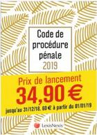 Couverture du livre « Code de procédure pénale (édition 2019) » de Philippe Conte aux éditions Lexisnexis