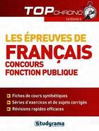 Couverture du livre « Les épreuves de français ; concours fonction publique » de Celine Wistuba aux éditions Studyrama