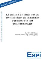 Couverture du livre « La création de valeur sur un investissement en immobilier d'entreprise en tant qu'asset manager » de David Marechal aux éditions Edilivre