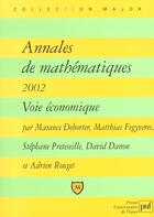 Couverture du livre « Annales de mathematiques 2002 - voie economique » de Stephane Preteseille aux éditions Belin Education