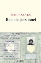 Couverture du livre « Rien de personnel » de Mahir Guven aux éditions Lattes