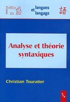 Couverture du livre « Analyse et théorie syntaxiques » de Christian Touratier aux éditions Pu De Provence