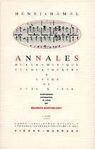 Couverture du livre « Annales de la musique et du theatre a liege de 1738 a 1806 - henri hamal » de Barthélemy Maurice aux éditions Mardaga Pierre