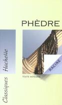 Couverture du livre « Phedre » de Racine Jean aux éditions Hachette Education