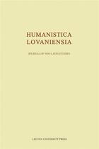 Couverture du livre « Humanistica Lovaniensia, Volume LXVI - 2017 : Journal of Neo-Latin Studies » de Sacr?E D Sacre Dirk aux éditions Leuven University Press