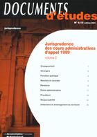 Couverture du livre « Jurisprudence des cours administratives d'appel 1999 t.2 » de  aux éditions Documentation Francaise