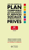 Couverture du livre « Liste des comptes du plan comptable des établissements et services sociaux et médico-sociaux privés » de Jean-Marc Le Roux aux éditions Ehesp