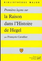Couverture du livre « Premieres lec.sur la raison dans his » de Cavallier F. aux éditions Belin Education