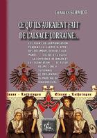 Couverture du livre « Ce qu'ils auraient fait de l'Alsace-Lorraine... » de Schmidt Charles aux éditions Editions Des Regionalismes