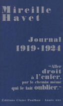 Couverture du livre « Journal 1919-1924 » de Mireille Havet aux éditions Claire Paulhan